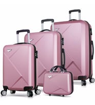 My Valice Diamond Abs Kabin Orta Büyük ve Makyaj Boy 4'lü Travel Valiz Seti (Rose)