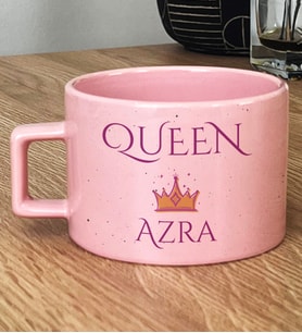 Kişiye Özel Queen Hediye Pastel Fincan Sevgiliye Hediye (Pembe)