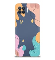 PrintiFy Oppo Reno 4 Lite Uyumlu Lansman Kılıf Karışık Renkler Tasarımlı İçi Kadife Kapak (Petrol Mavisi)