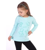 Toontoy Kız Çocuk 4lü Ayıcık Baskılı Tişört (Mint Yeşili)