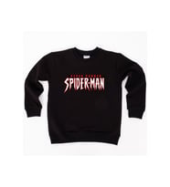 Spiderman baskılı örümcek adam pamuklu kumaş çocuk sweatshirt (Siyah)