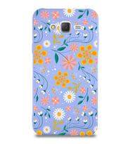 PrinfiFy Samsung Galaxy J7 Uyumlu Lansman Kılıf Çiçek Tasarımlı İçi Kadife Kapak (Lila)