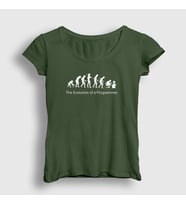 Presmono Kadın Sarı Evolution Evrim Developer Yazılımcı T-Shirt 333018tt (Haki)