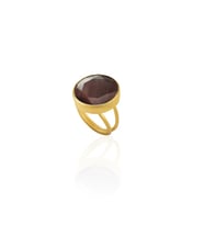 Kadir Jewellery 22 Ayar Altın Kaplama Zirkon Taşlı Kadın Otantik Yüzük (Bordo)