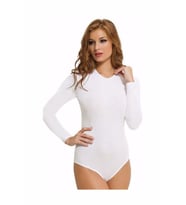 Kota Kadın Uzun Kollu Bisiklet Yaka Çıtçıtlı Body-6183  (Beyaz)