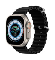 Apple Watch 49mm Ultra Seri Uyumlu Seaflex Ocean Silikon Kordon (Siyah)