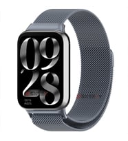Sneezy Xiaomi Mi Band 8 Pro Uyumlu Woven Wire Tasarım Metal Hasır Kordon (Koyu Gri)