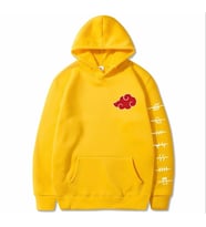 AMOR MAN ÖZEL TASARIM KAPÜŞONLU JAPON ANİME BULUT BASKILI OVERSİZE ERKEK SWEATSHIRT (Sarı)