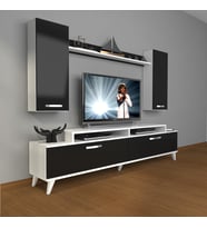 Decoraktiv Ekoflex 7 Slm Retro Tv Ünitesi Tv Sehpası (Beyaz-Siyah)