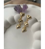 Kadın Gümüş Sallantılı Kalp Bijuteri Küpe Gold & Gümüş (Gold)