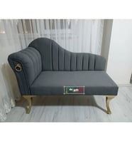 Yeni Model Ultra Lüks Alda Çizgili Josefin Bench Puf (Gri)