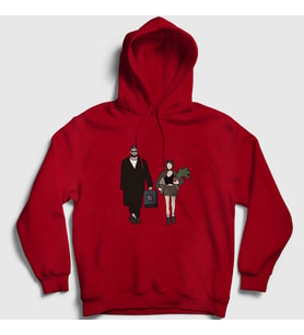 Presmono Unisex Gri Walk Film Leon Kapüşonlu Sweatshirt 247602tt (Kırmızı)
