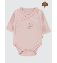 Civil Baby Organik Pamuklu Kruvaze 0-6 Ay Çıtçıtlı Badi - Ekru (Pembe)