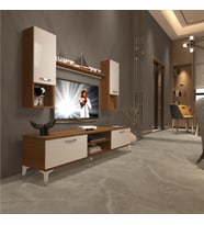 Decoraktiv Eko 5DA Slm Dvd Silver Tv Ünitesi Tv Sehpası - Parlak Beyaz (Beyaz - Kahverengi)