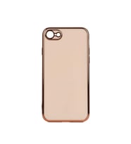 Apple iPhone SE 2022 Kılıf Kenarları Gold Kamera Korumalı Renkli Pastel Silikon Siyah BARK (Rose - Gold)