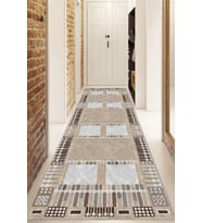 Dijital Baskılı Kaymaz Taban Yıkanabilir Modern Yolluk Ve Koridor Halısı NDU-HT-939 (Kahverengi)
