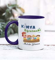 Kimya Öğretmeni Tasarımlı Kişiye Özel Kupa Bardak (Lacivert)