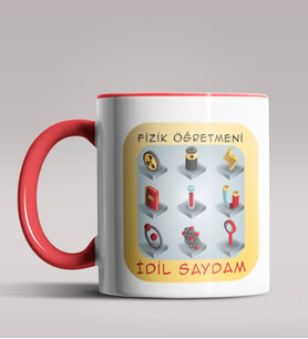 Kişiye Özel Fizik Öğretmeni Tasarımlı Siyah Renk Kupa Bardak 4 (Kırmızı)