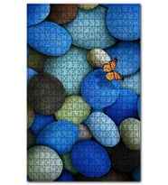 Cakapuzzle Renkli Çakıl Taşları Ve Kelebek Görseli Puzzle Yapboz MDF (Ahşap) (500 Parça)