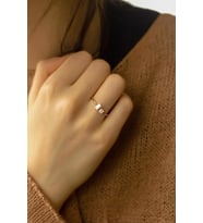 Baget Taşlı Ayarlanabilir 925 Ayar Beyaz Taş Gümüş Yüzük (Rose)