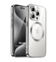 Microsonic Apple iPhone 15 Pro Max Kılıf MagSafe Luxury Electroplate Siyah (Gümüş)