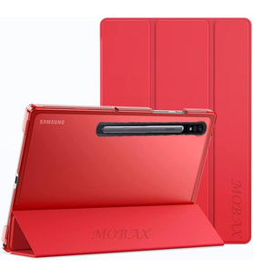 Galaxy Tab S7 FE / S8 Plus / S7 Plus Kılıf NEW PU Deri Smart Standlı Cas (Kırmızı)