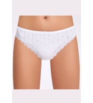 Jakarlı ( Transferli Ribana ) Kadın Bikini Külot   5 Adet (Beyaz)