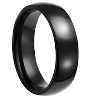 Unisex 6mm Parlak Bombeli Erkek Kadın Çelik Alyans Yüzük tca (Siyah)