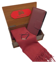 Anneler Günü Hediye Seti Paşmina Şal Cüzdan ve Taşlı Makrome Bileklik (Bordo)
