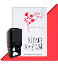 Kişiye Özel Çiçek Buketi 1 Tarihli Otomatik Kitap Kaşesi (Kırmızı)