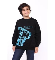Toontoy Erkek Çocuk E harf Baskılı Sweatshirt (Siyah)