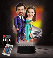 Doğum Günü Hediyesi,Sevgiliye Hediye, Kişiye Özel Fotoğraflı En Mutlu Çift Karikatür 3D Led Lamba (RGB)