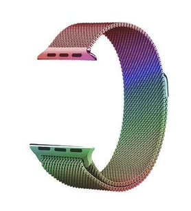 Apple Watch Seri 2/3/4/5/6/7/8/se 38mm-40mm-41mm Uyumlu Hasır Metal Kordon (Karışık)