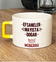 Kişiye Özel Efsaneler Mayısta Doğar Hediye Lüks Fincan Doğum Günü Hediyesi (Sarı)