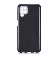 Galaxy A12 Kılıf Simli Renkli Silikon (Siyah)