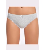 Melanjlı Dantelli Kadın Bikini Külot    3 Adet (Açık Gri)