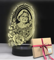 Anneler İçin Özel Resimli 3d Led Gece Lambası (Beyaz)