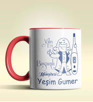 Kişiye Özel Yılın En Başarılı Hemşiresi (Bayan) Tema Turuncu Kupa (Kırmızı)