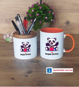 Sevimli Panda Kalemlik, Kupa Bardak T Kişiye Özel Hediye (Model 13)