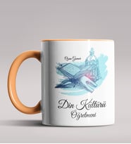 Kişiye Özel Din Kültürü Öğretmeni Tasarımlı Siyah Renk Kupa 3 (Turuncu)