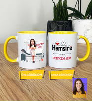 Kişiye Özel Karikatürlü Hemşire Hediye Kupa Bardak Kadın Hemşireye Tıp Bayramı Hediyesi (Sarı)
