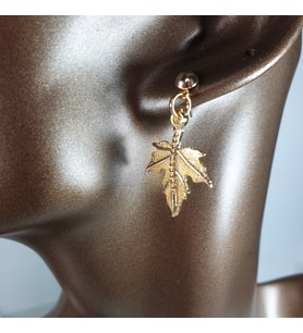 Yaprak Temalı Küpe-3,5cm (Gold)