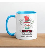 Yılbaşı Hediyesi Kardan Adam Tasarımlı Kupa (Mavi)