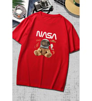 Unisex Nasabear Baskılı T-shirt (Kırmızı)