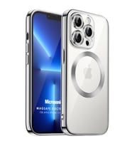 Microsonic Apple iPhone 13 Pro Kılıf MagSafe Luxury Electroplate Siyah (Gümüş)