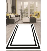 Dijital Kaymaz Taban Yıkanabilir Modern Renkli Salon Halısı Mutfak Halısı Yolluk ND-HT-526 (Beyaz)