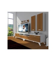 Decoraktiv Eko 5220d Slm Retro Tv Ünitesi Tv Sehpası (Beyaz - Ceviz)