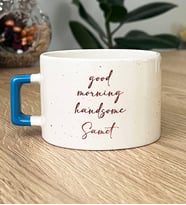 Kişiye Özel Good Morning Handsome Hediye Lüks Fincan Sevgiliye Hediye (Mavi)