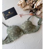 Jasmine Askıları Parlak Taşlı Hafif Destekli Dantelli Soft Cup İthal Sütyen (B-C Cup) (Yeşil)