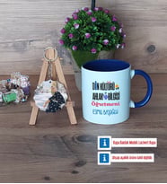 Din Kültürü Öğretmeni Kupa Bardak Beyaz ve Fotoğraflı Ahşap Anahtarlık Hediye Öğretmenler Günü Hediyesi (Model 3)